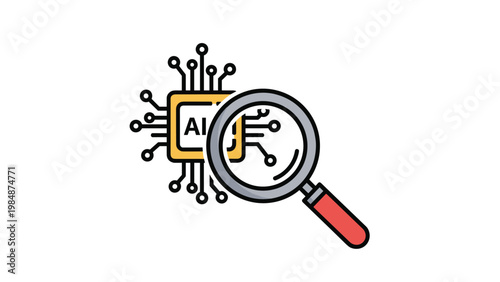 Artificial intelligence processor chip under magnification exploring technology innovation and digital brain development concepts.