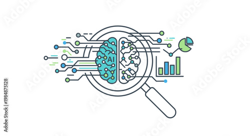 Artificial Intelligence Analysis Concept with Brain and Data Visualization
