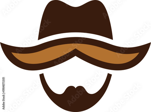 A Cartoonish Face With a Large Mustache and Hat Vector, illustration