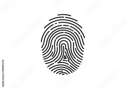 Fingerprint icon for identity verification and security, flat vector symbol