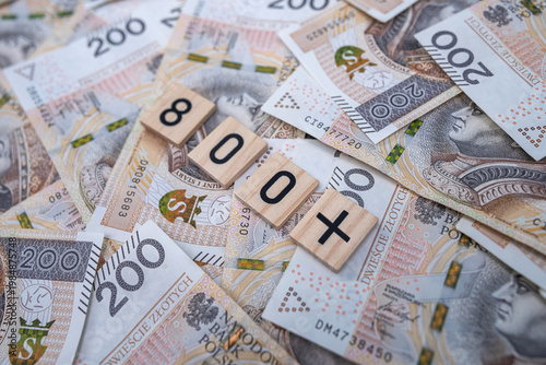 800 Polish Zloty Background With Eight Hundred Plus Symbol