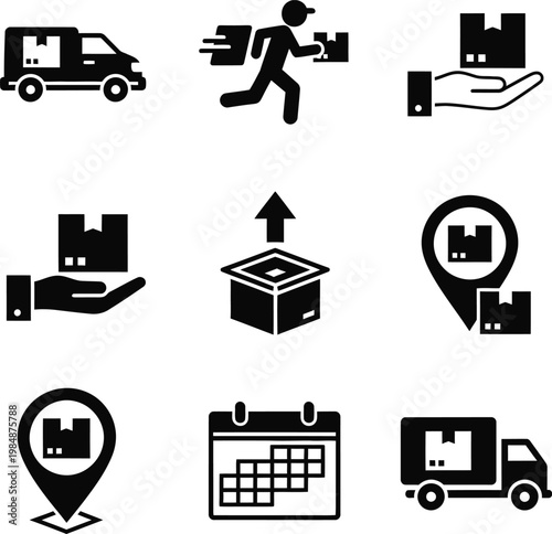 Delivery service icons a comprehensive set for logistics and shipping