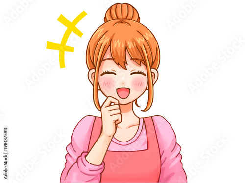 	微笑む笑顔の主婦のアニメ系イラスト素材