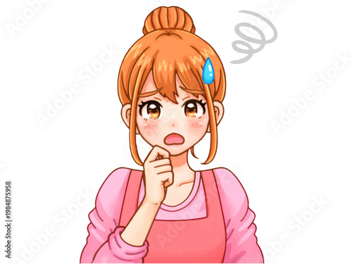 困る主婦のアニメ系イラスト素材