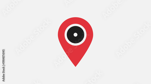 Vector illustration set of a map pointer pin icon with a circular gps location marker symbol for web travel navigation design target and direction sign