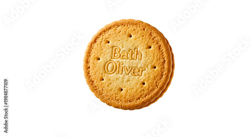 A single Bath Oliver biscuit isolated on a transparent background, perfect for marketing, advertising, or editorial use.