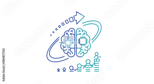 Artificial Intelligence Brain Network Concept with Data Flow