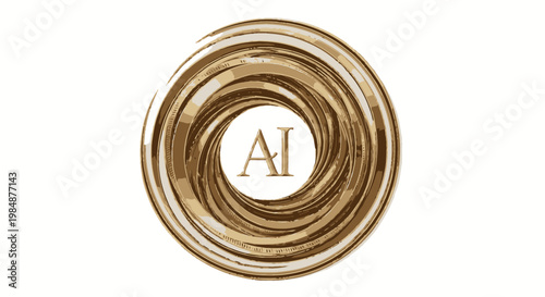 Artificial Intelligence Concept: Concentric Rings with AI Initials