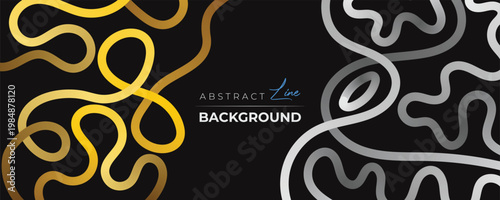 Colorful abstract curvy line pattern on a black background
