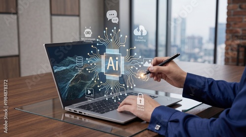 Artificial Intelligence Data Analysis and Digital Business Automation Concept