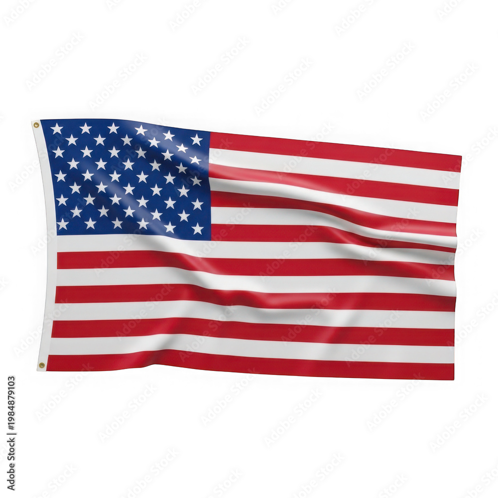 Fototapeta premium Close up of the united states flag with white stars on blue canton and red and white stripes