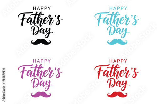 Happy father's day stylish typography mustache designs for celebrations