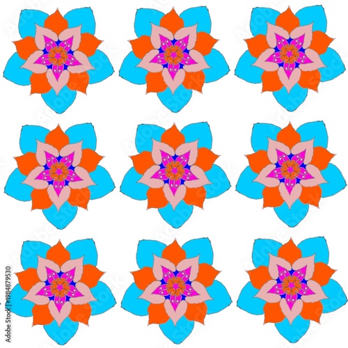 set of colorful flowers