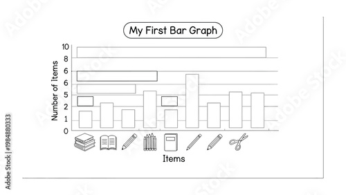 Simplified Bar Graph: Visual representation of item quantities in an informative chart, designed for clarity and easy understanding