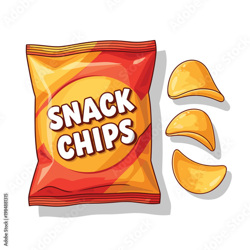 Snack Chips Packaging with Crispy Potato Chips for Snacks and Food Lovers