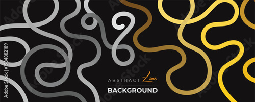 Colorful abstract curvy line pattern on a black background