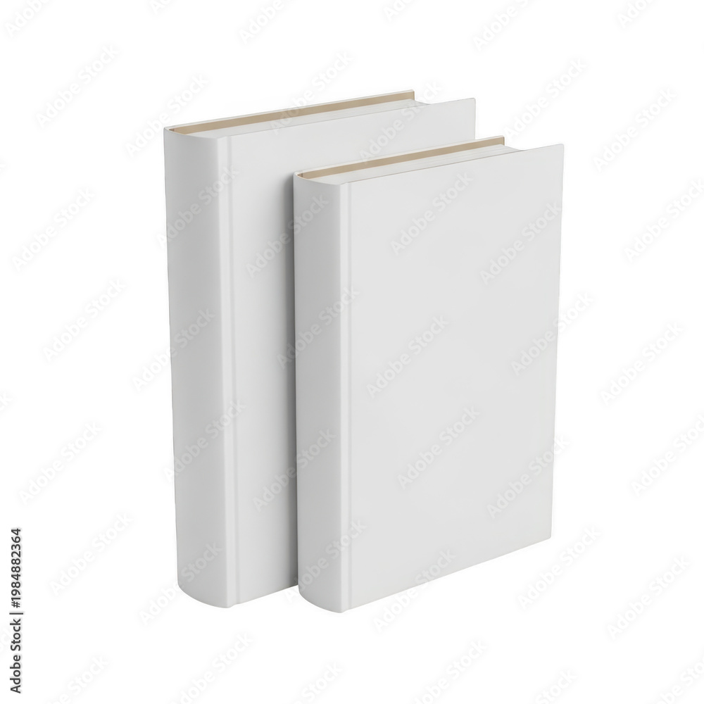 Naklejka premium Stack of Two Plain White Books Isolated on Transparent Background