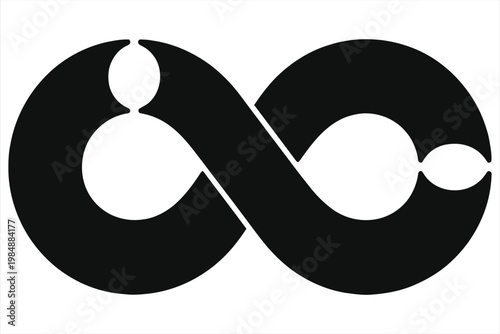 Minimalist Broken Infinity Loop Icon, Abstract Black Geometric Continuous Flow Symbol with Gaps, Modern Creative Logo Element for Iterative Process, Connectivity, and Endless Workflow Concept Design