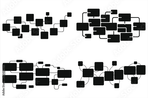 Foto Abstract Vector Set of Interconnected Black Blocks and Modular Flowchart Element
