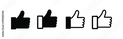thumb up vector icon . isolated transparent . like sign . social media . follow . yes . black outline and filled version . AI 10 / EPS 10 .