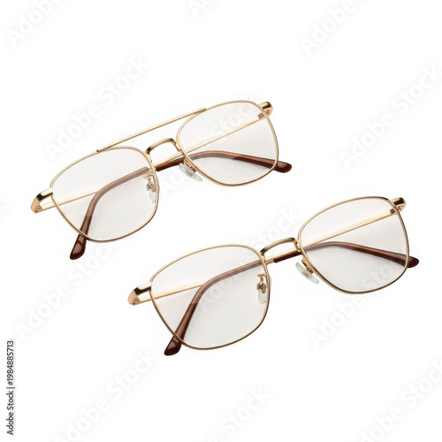 Two gold wire round eyeglass lenses on black background without frames round lenses gold wire frame