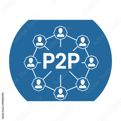 P2P network concept with connected people icons
