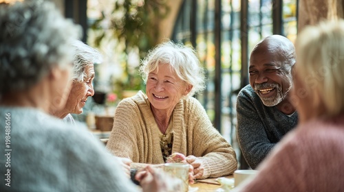Group of seniors laughing and talking