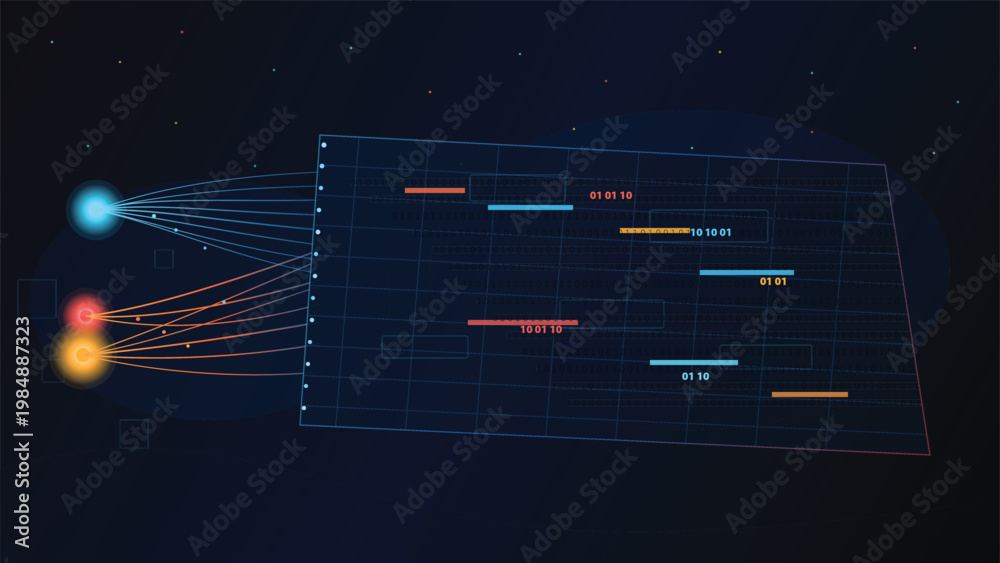 Fototapeta premium Abstract Digital Grid Visualizing Complex Data Flow and Algorithmic Operations