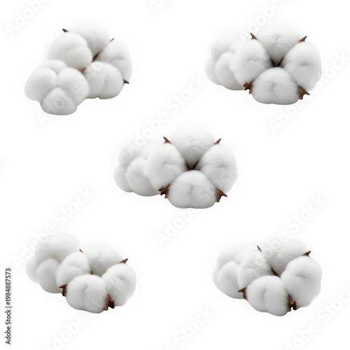 Cluster of fluffy white cotton balls arranged in a loose pile on a black background fluffy texture
