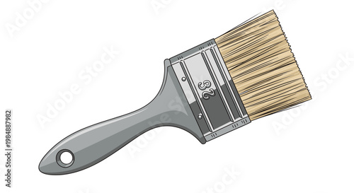 Professional angled sash paintbrush with grey handle and synthetic bristles provides precision for cutting in during home painting projects.