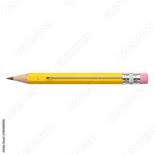 Yellow wooden pencil with pink eraser tip on black background view yellow pencil writing tool