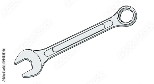 High quality combination wrench tool with open and box ends serves as essential equipment for mechanical repairs and maintenance tasks.