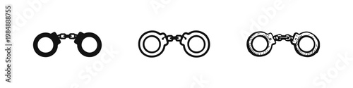 Handcuffs Icon Set - Law, Justice, and Crime Symbols