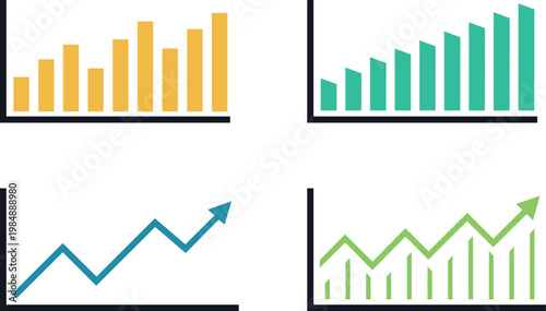 Business Growth Charts and Analytics Graph Set Vector Illustration