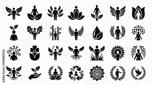 Diverse Emblem Variations. Professional branding and personal development. Icon set. Set Logo of personal development: stylized growth and success emblem.