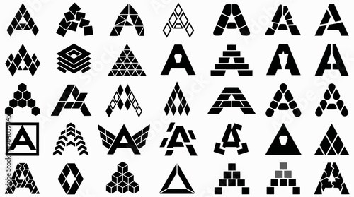 Geometric Logo Variations. Geometric shapes. Icon set. Set Logo of geometric shapes: tessellated right-triangle pattern. harmonious logo variations of the same