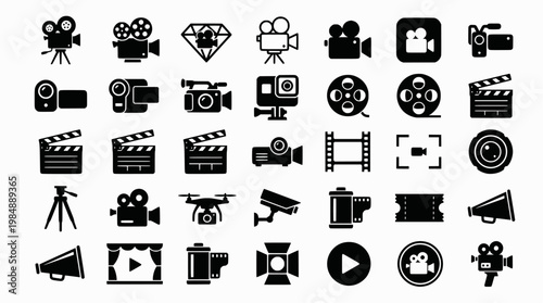 Film Festival Logos. Film festivals. Icon set. Set Logo of film festival: movie projector icon. harmonious logo variations of the same emblematic concept, each