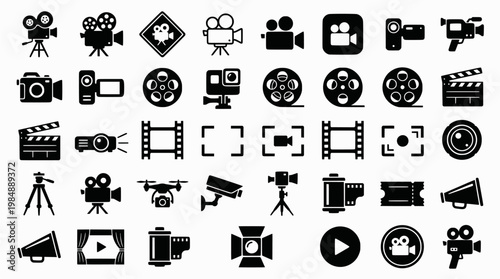 Film Festival Logos. Film festivals. Icon set. Set Logo of film festival: movie projector icon. harmonious logo variations of the same emblematic concept, each