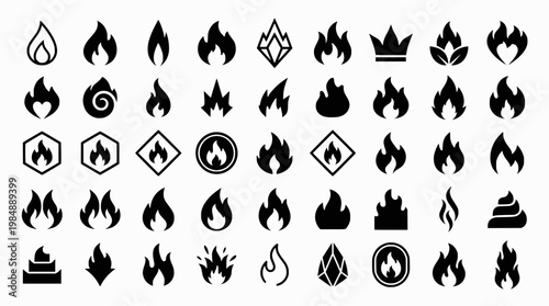Collection of flame icons in various styles and designs
