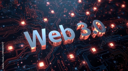 Web 3 0 on Electronic Board Background
