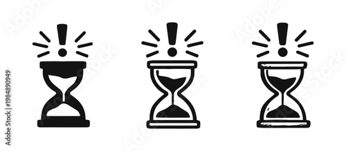 Hourglass Alert Icons - Urgent Deadline and Warning Symbols