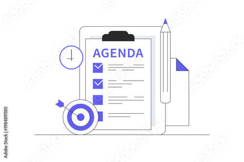 Time management with productivity schedule. Calendar, agenda, schedule planning. Business and organization. Flat Cartoon Vector Illustration, icon Stylish abstract design landing page web
