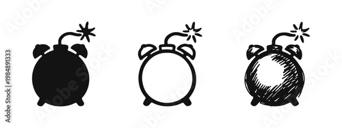 Ticking time bomb alarm clock icons for urgency and crisis management