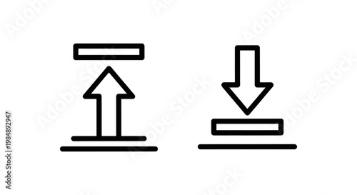 Financial control concept icons displaying risk cap with upward arrow and risk limit with downward arrow symbols business management financial boundary threshold investment strategy minimalist