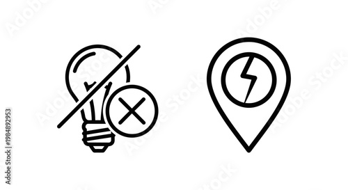 Black and white icons representing intellectual property risk and geographic risk factors for business analysis with intellectual property geographic business management analysis security