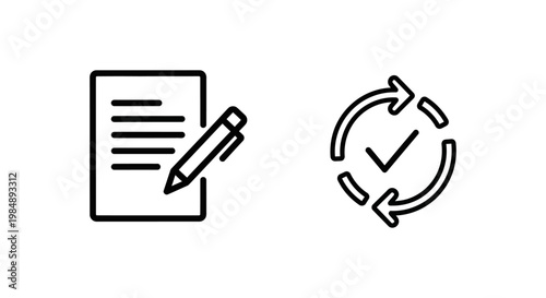 Amended agreement and amended status document icons for legal contract revisions and process workflow updates with agreement document contract revision checkmark progress business professional