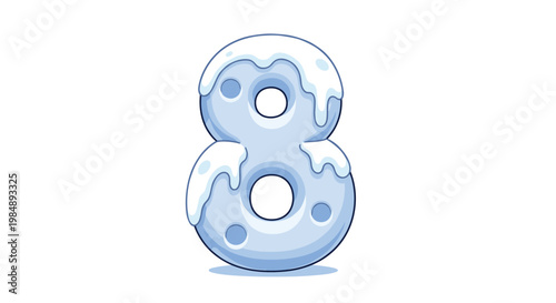 Creative winter themed number eight design featuring a cold blue ice texture and a white snow cap for seasonal countdown and dates.