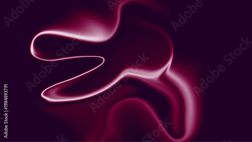 Abstract background with glowing pink neon wavy line and smoky fluid effects on dark backdrop for modern tech design