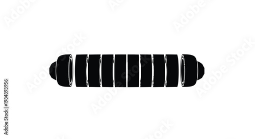 Black cylindrical roller with ridged surface design illustration