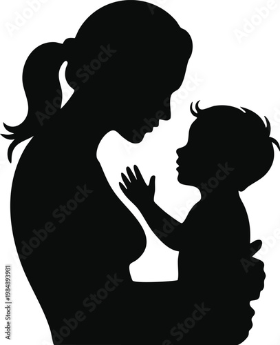 Mother and child silhouette illustration for family themes, for mother's day celebration